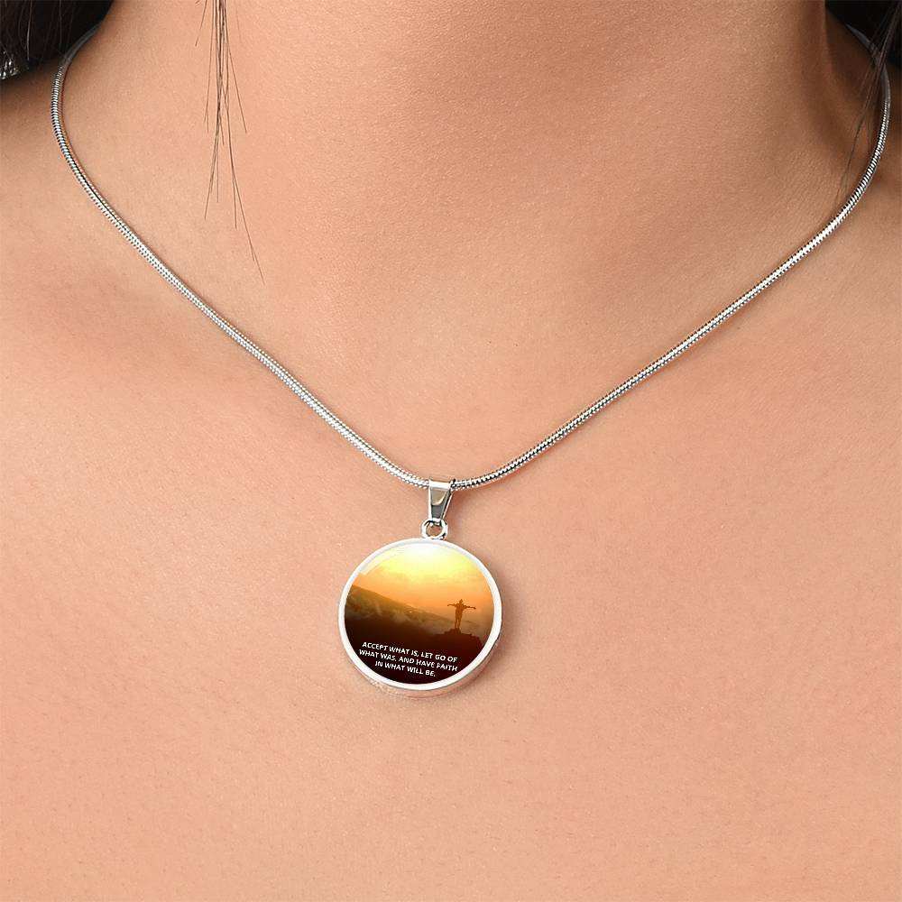 JewelryFaith (Pendant round)Purchase This Best-Seller and We Guarantee It Will Exceed Your Highest Expectations!
➜ Our patent-pending jewelry is made of high quality surgical steel with an 18kFaith Pendant round