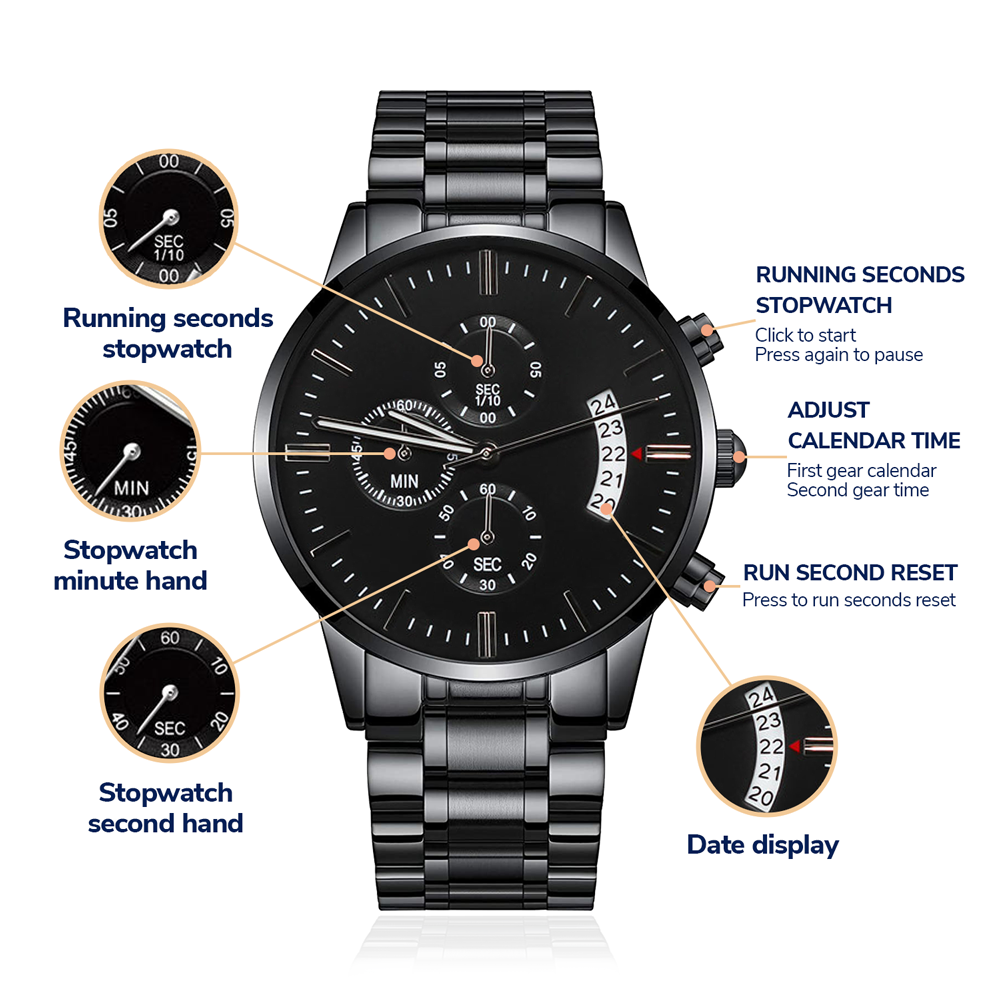 Buyer Customized Black Chronograph Watch