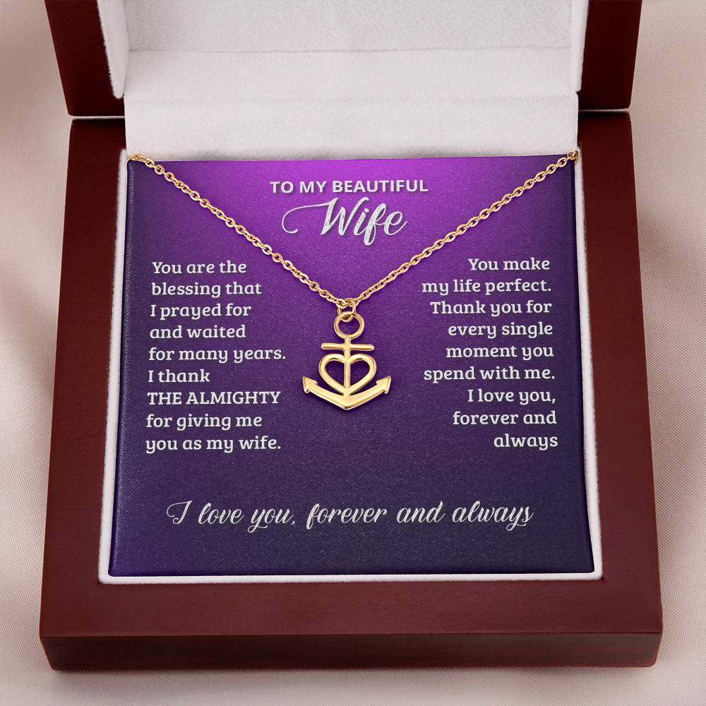 Anchor Pendant Necklace Wife