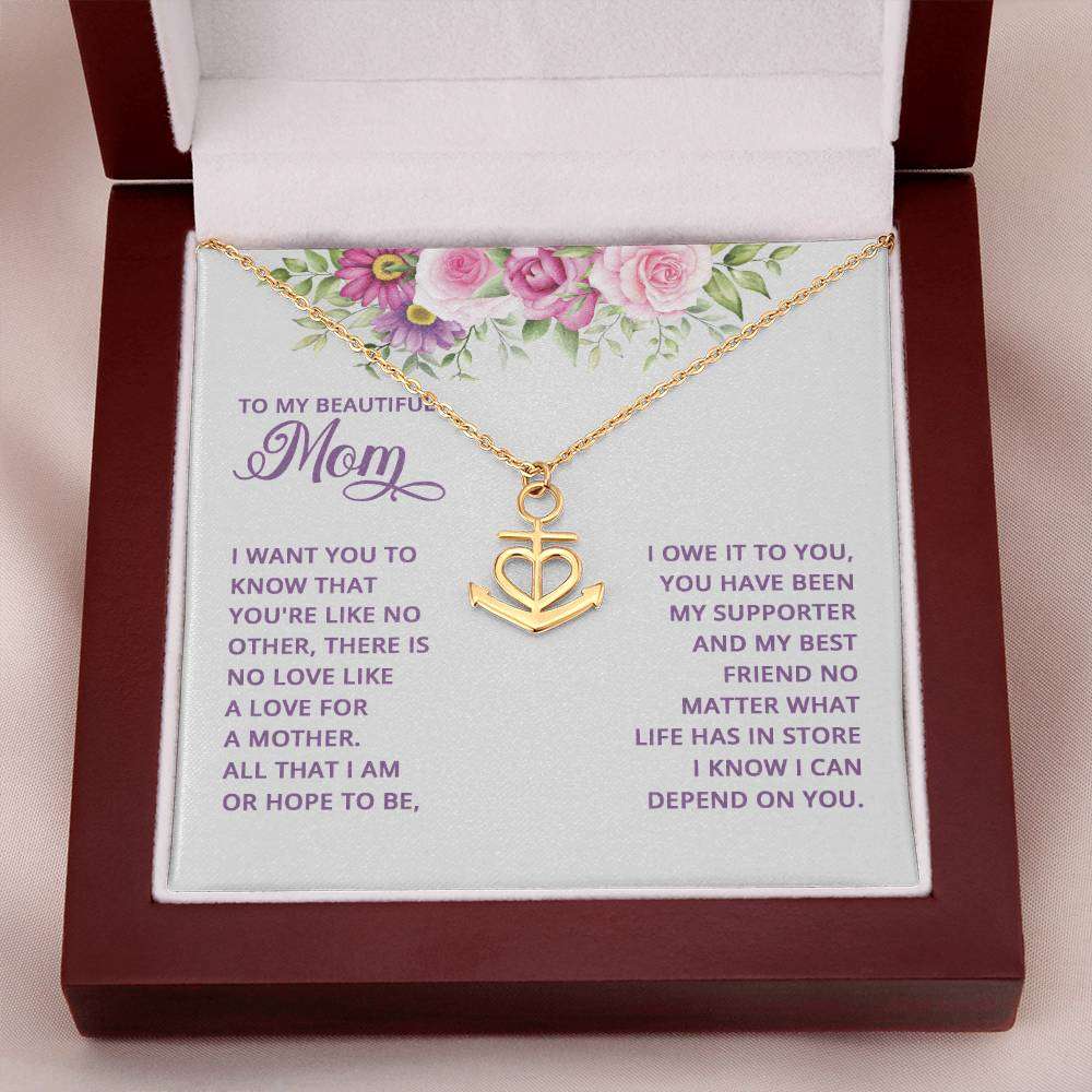 Anchor Pendant Necklace Mom