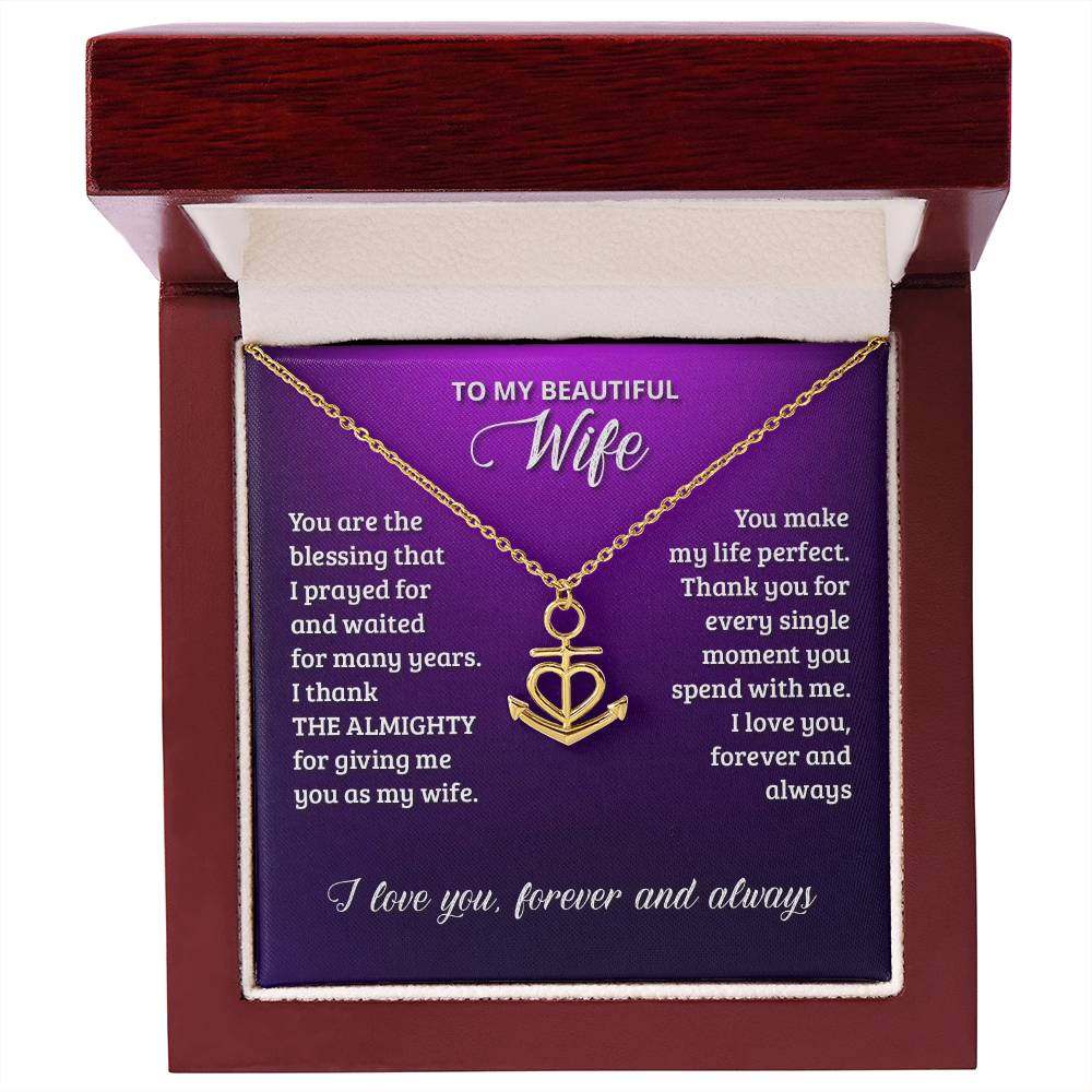 Anchor Pendant Necklace Wife