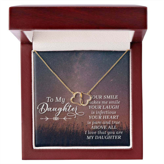 10K yellow gold heart necklace with diamonds in a mahogany gift box for daughter.