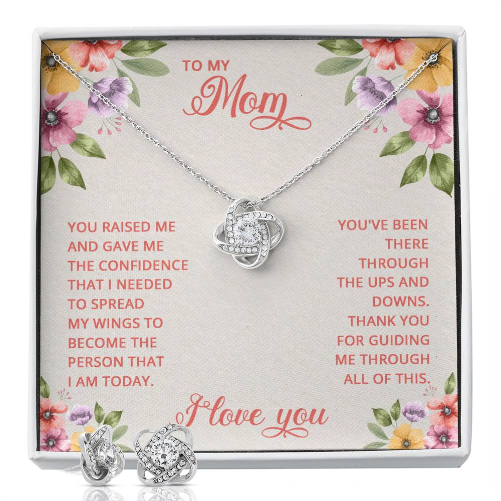 JewelryLove Knot Earring & Necklace Set My MomSurprise your loved one with this gorgeous Love Knot Earring &amp; Necklace Set! The Love Knot design represents an unbreakable bond between two souls. This symbol oLove Knot Earring & Necklace Set My Mom