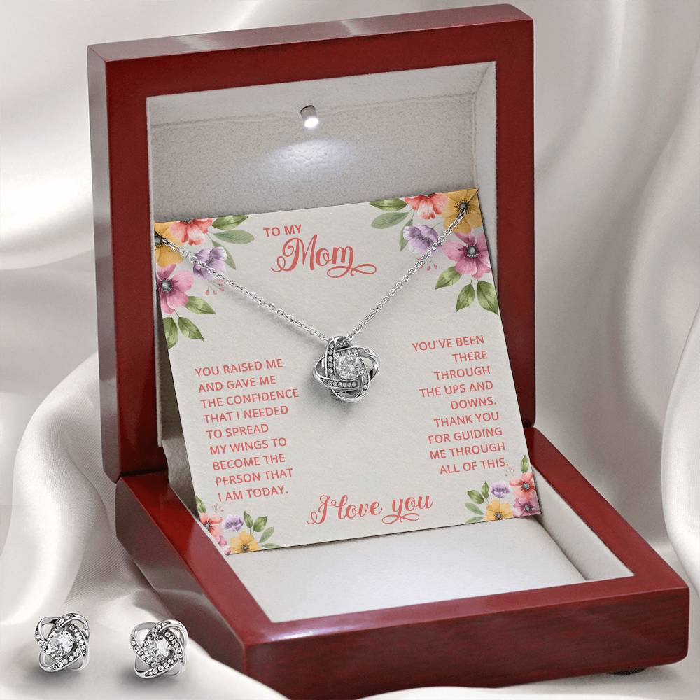 JewelryLove Knot Earring & Necklace Set My MomSurprise your loved one with this gorgeous Love Knot Earring &amp; Necklace Set! The Love Knot design represents an unbreakable bond between two souls. This symbol oLove Knot Earring & Necklace Set My Mom