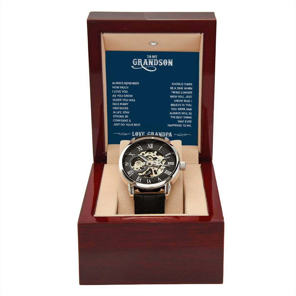 JewelryMen's Openwork Watch GrandsonGive the gift of luxury with this handsome and daring timepiece. The Men's Openwork Watch is the perfect blend of classic design and modern styling, making it an essMen's Openwork Watch Grandson