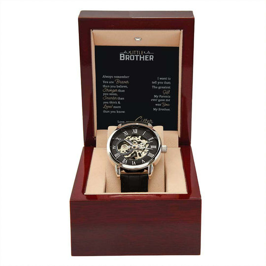 JewelryMen's Openwork Watch Little BotherGive the gift of luxury with this handsome and daring timepiece. The Men's Openwork Watch is the perfect blend of classic design and modern styling, making it an essMen's Openwork Watch Little Bother