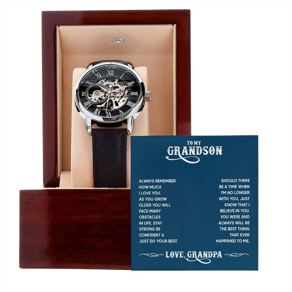 JewelryMen's Openwork Watch GrandsonGive the gift of luxury with this handsome and daring timepiece. The Men's Openwork Watch is the perfect blend of classic design and modern styling, making it an essMen's Openwork Watch Grandson