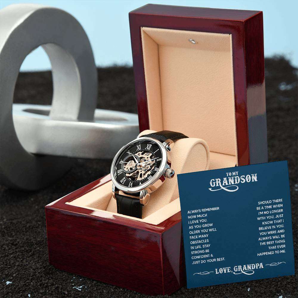 JewelryMen's Openwork Watch GrandsonGive the gift of luxury with this handsome and daring timepiece. The Men's Openwork Watch is the perfect blend of classic design and modern styling, making it an essMen's Openwork Watch Grandson