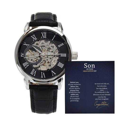 JewelryMen's Openwork Watch SonGive the gift of luxury with this handsome and daring timepiece. The Men's Openwork Watch is the perfect blend of classic design and modern styling, making it an essMen's Openwork Watch Son