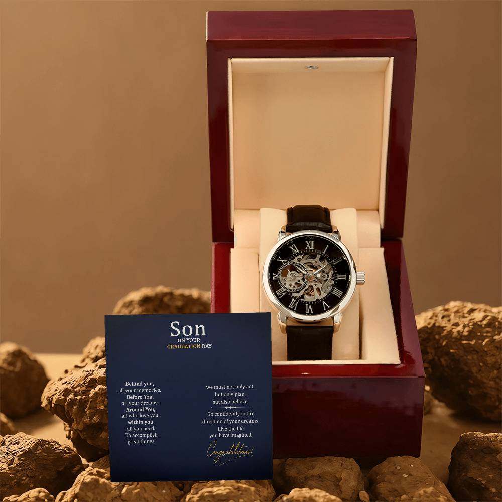 JewelryMen's Openwork Watch SonGive the gift of luxury with this handsome and daring timepiece. The Men's Openwork Watch is the perfect blend of classic design and modern styling, making it an essMen's Openwork Watch Son