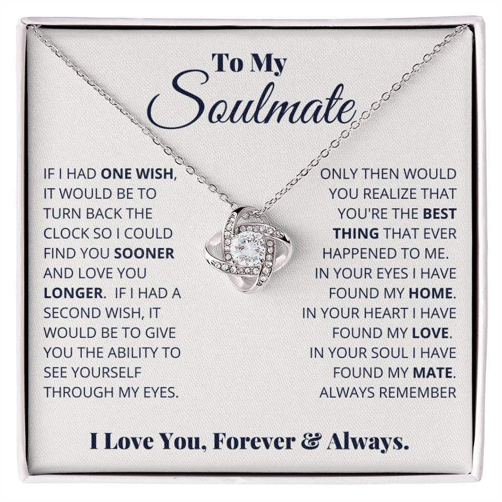 Love Knot Necklace for Soulmate - Elegant cubic zirconia jewelry expressing eternal love and commitment.