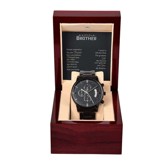 JewelryMen's Openwork Watch Little BrotherA handsome gift that can withstand constant use, this Black Chronograph Watch is perfect for all the special men in your life. A thoughtful present to your groomsmenMen's Openwork Watch Little Brother