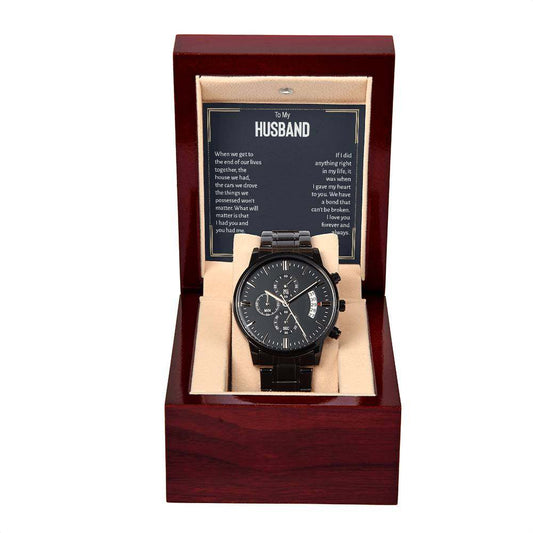 Black Chronograph Watch Husband