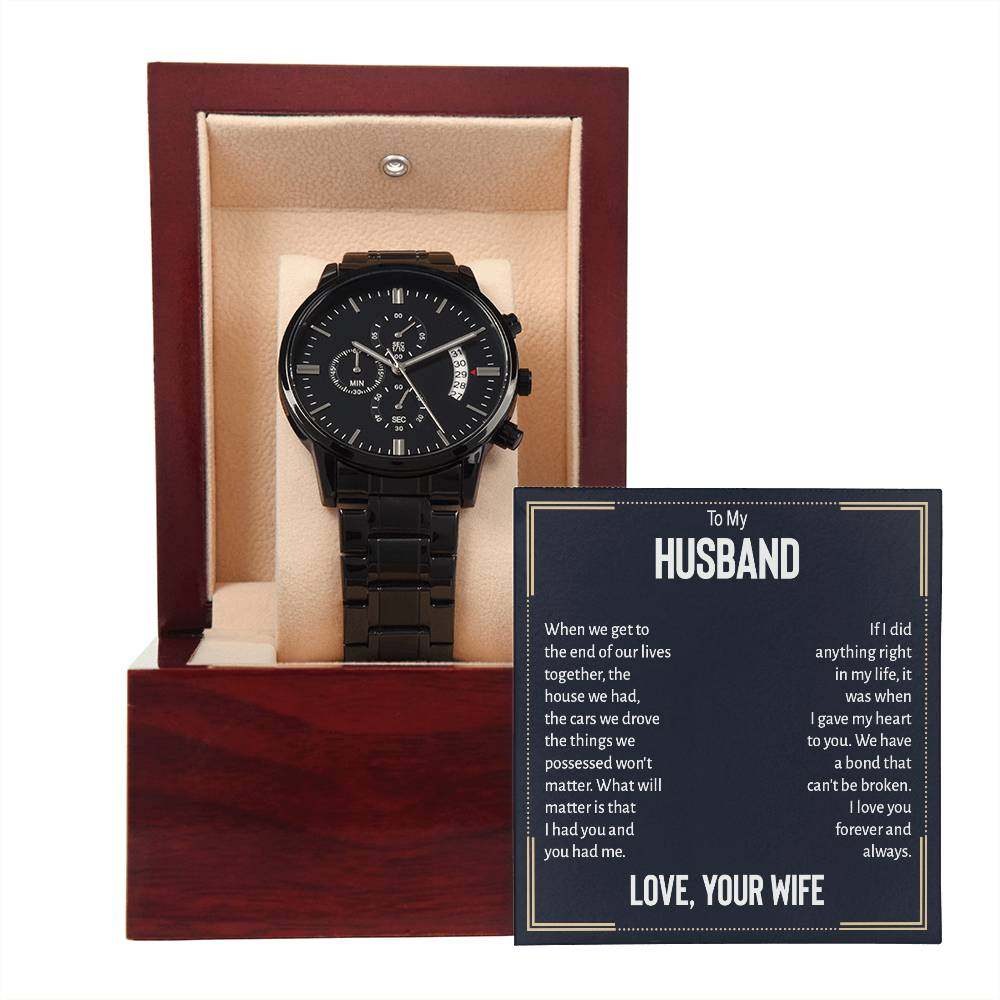 Black Chronograph Watch Husband