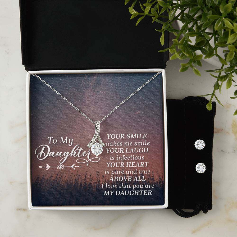 JewelryAlluring Beauty + Clear CZ Earrings DaughterImagine her reaction when your loved one opens this stunning gift! The Alluring Beauty Necklace and Cubic Zirconia Earring Set is a sweet treat that is sure to dazzlAlluring Beauty + Clear CZ Earrings Daughter