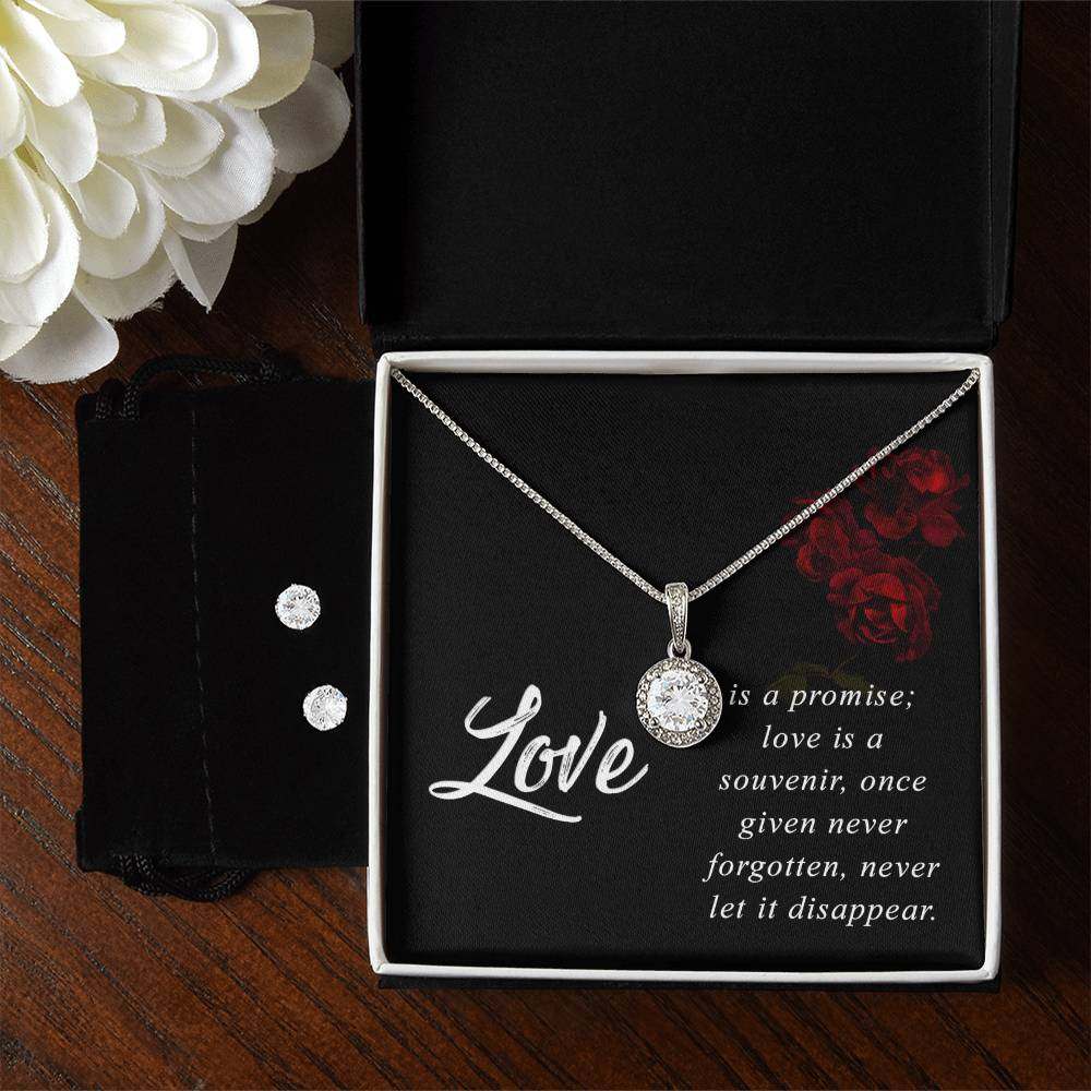 Eternal Hope Necklace and Clear CZ Earrings set in gift box.