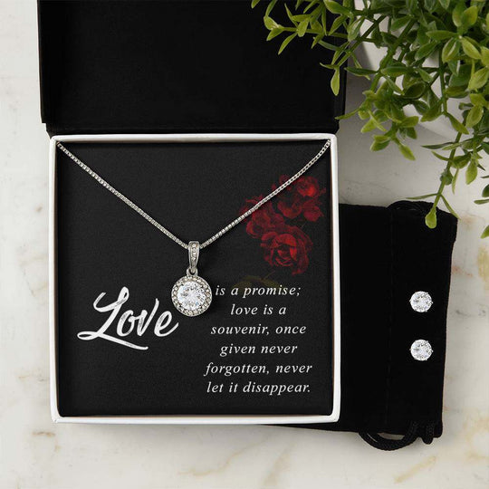 JewelryEternal Hope Necklace + Clear CZ Earrings LoveSurprise your loved one with a stunning gift that will make her heart swell! Our dazzling Eternal Hope Necklace and Cubic Zirconia Earring Set is an eye catching paiEternal Hope Necklace + Clear CZ Earrings Love