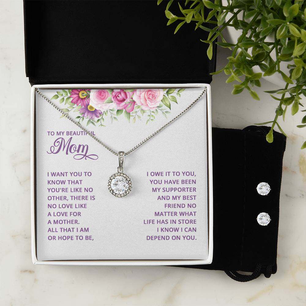 JewelryEternal Hope Necklace + Clear CZ Earrings My MomSurprise your loved one with a stunning gift that will make her heart swell! Our dazzling Eternal Hope Necklace and Cubic Zirconia Earring Set is an eye catching paiEternal Hope Necklace + Clear CZ Earrings