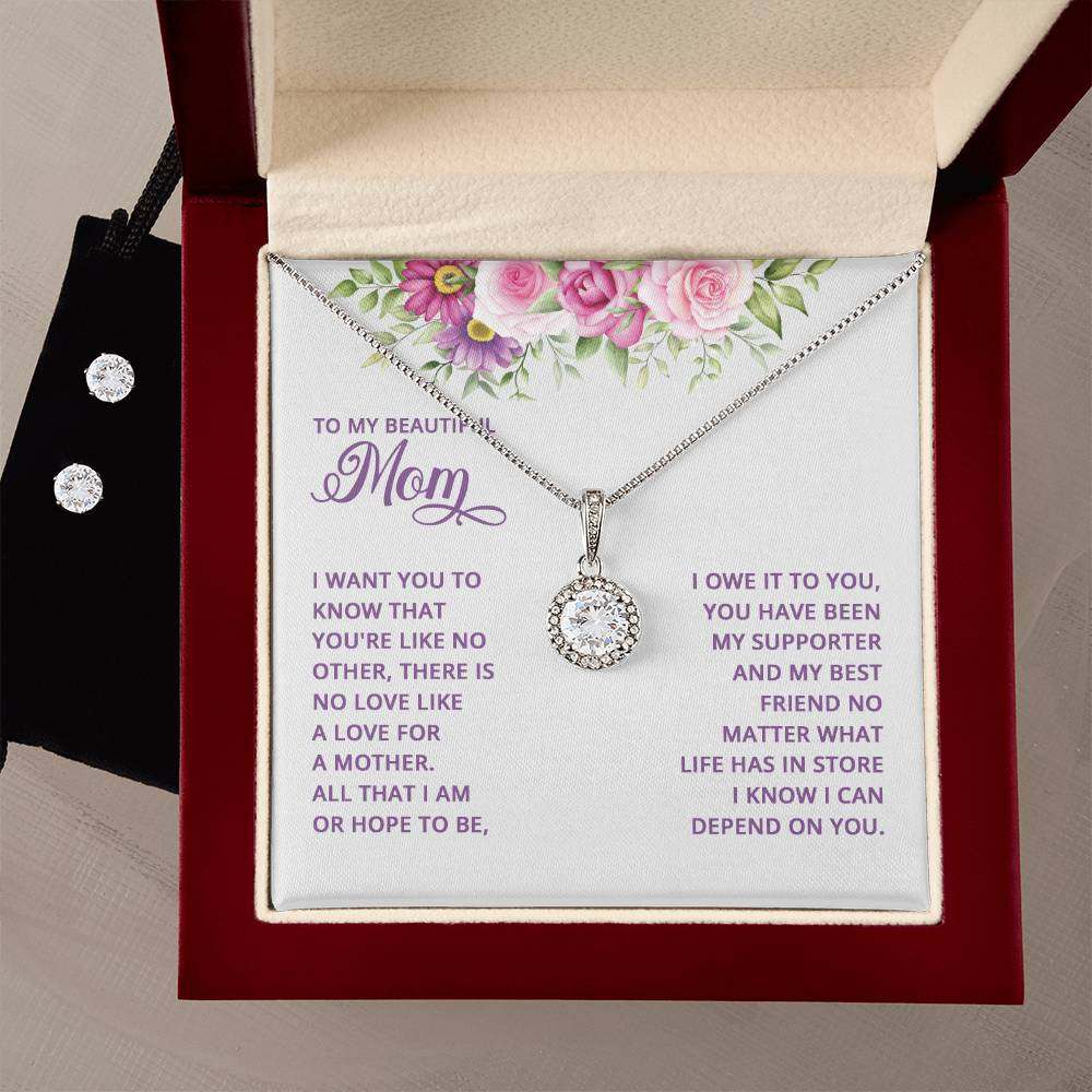 JewelryEternal Hope Necklace + Clear CZ Earrings My MomSurprise your loved one with a stunning gift that will make her heart swell! Our dazzling Eternal Hope Necklace and Cubic Zirconia Earring Set is an eye catching paiEternal Hope Necklace + Clear CZ Earrings