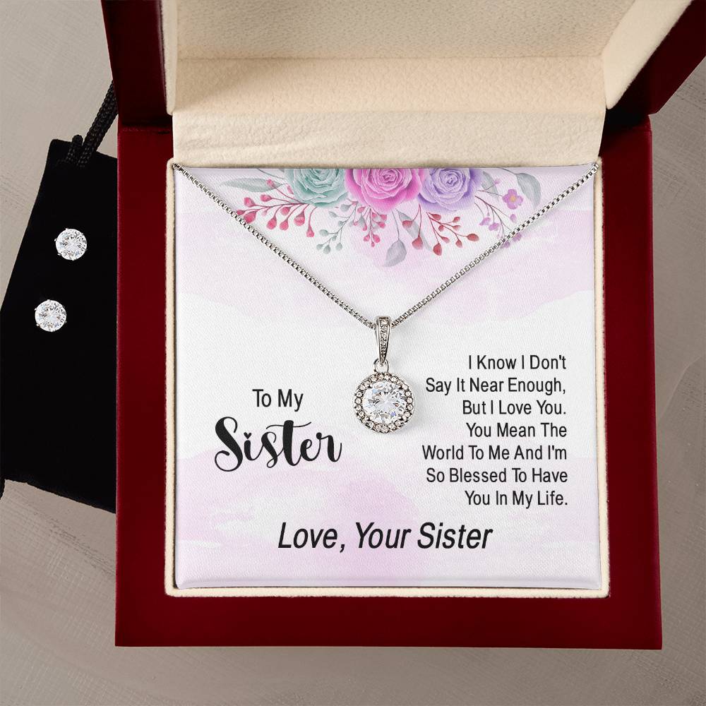 JewelryEternal Hope Necklace + Clear CZ Earrings SisterSurprise your loved one with a stunning gift that will make her heart swell! Our dazzling Eternal Hope Necklace and Cubic Zirconia Earring Set is an eye catching paiEternal Hope Necklace + Clear CZ Earrings Sister