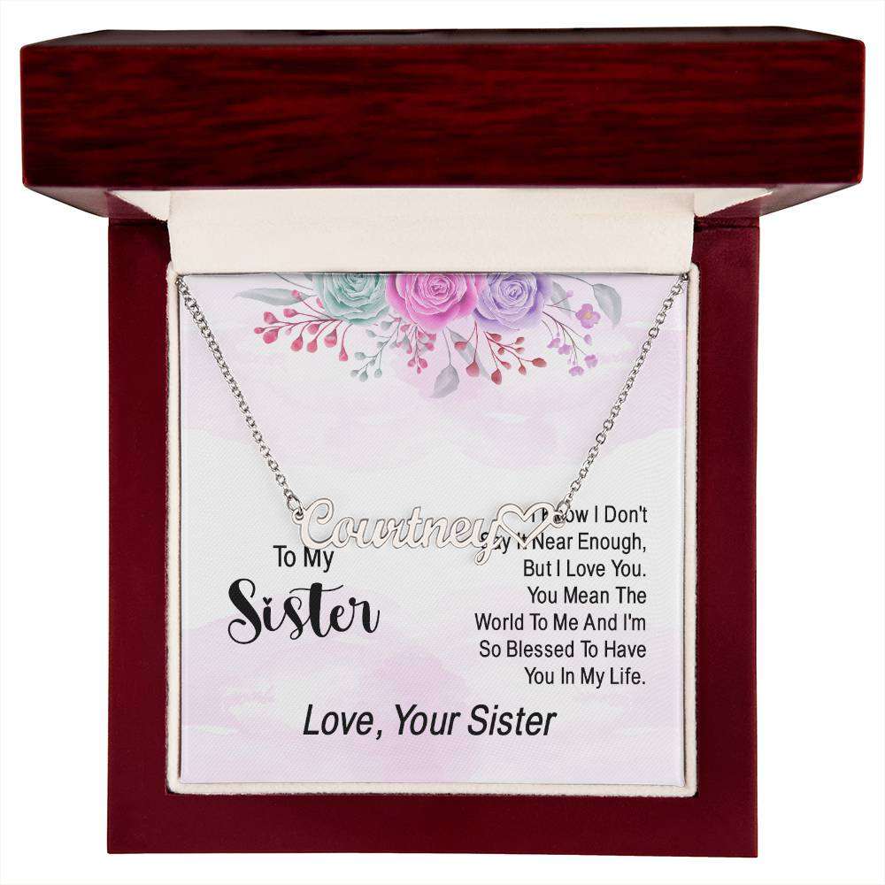 JewelryName Necklace + Heart Character SisterA thoughtful, custom gift is the perfect way to show your appreciation for your loved one! Our Personalized Heart Name Necklace is a chic and stylish accessory that Name Necklace Heart Character Sister