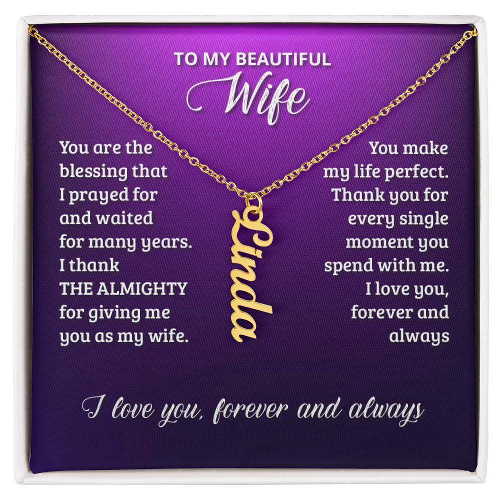 Multi Vertical Name Necklace Wife