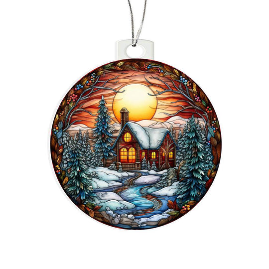 Acrylic Ornament Cabin in the woods