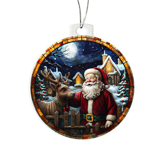 Acrylic Ornament Santa and Reindeer #2