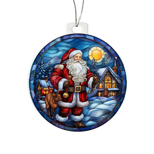 Acrylic Ornament Santa and Cabin