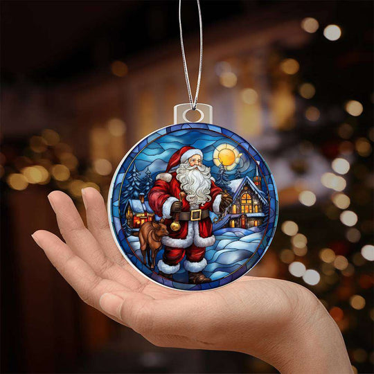 Acrylic Ornament Santa and Cabin