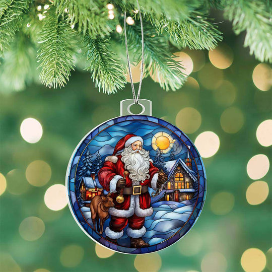 Acrylic Ornament Santa and Cabin