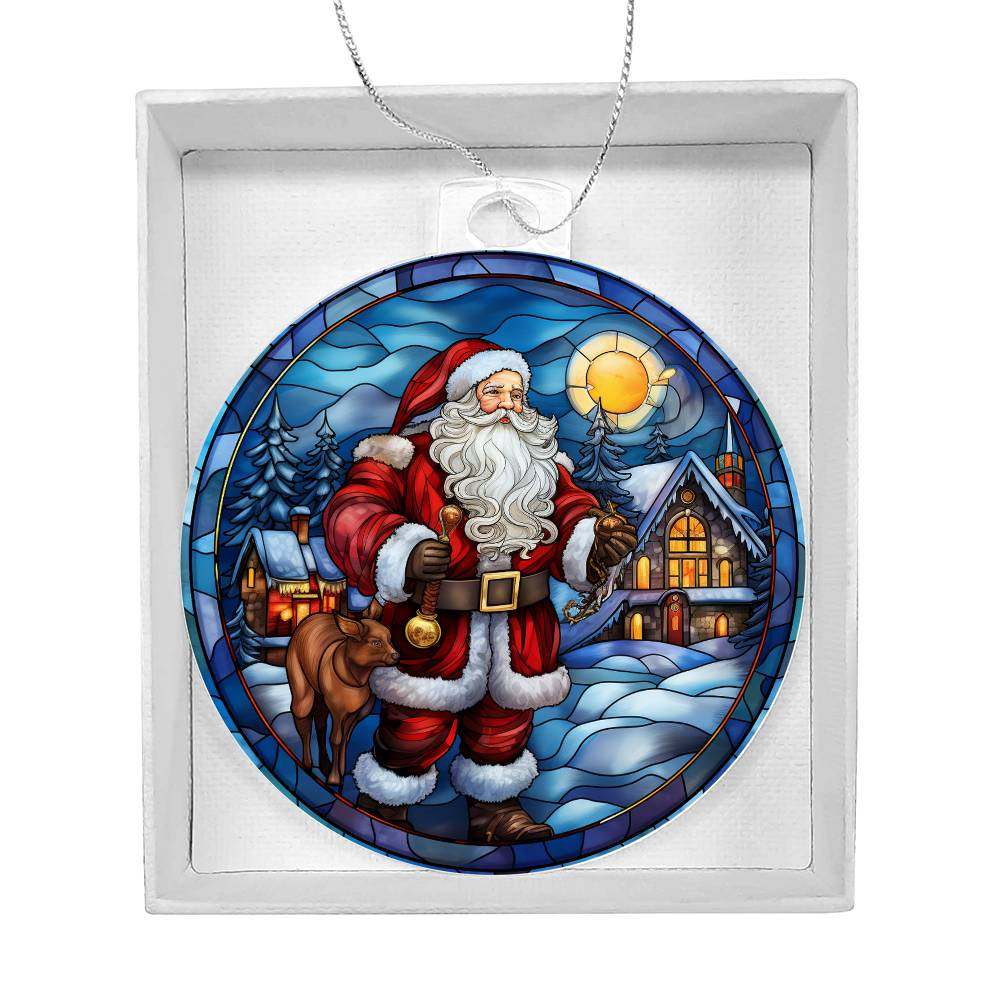 Acrylic Ornament Santa and Cabin