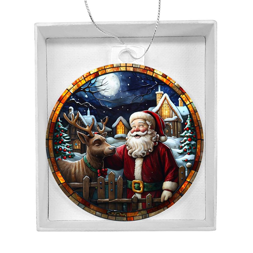 Acrylic Ornament Santa and Reindeer #2