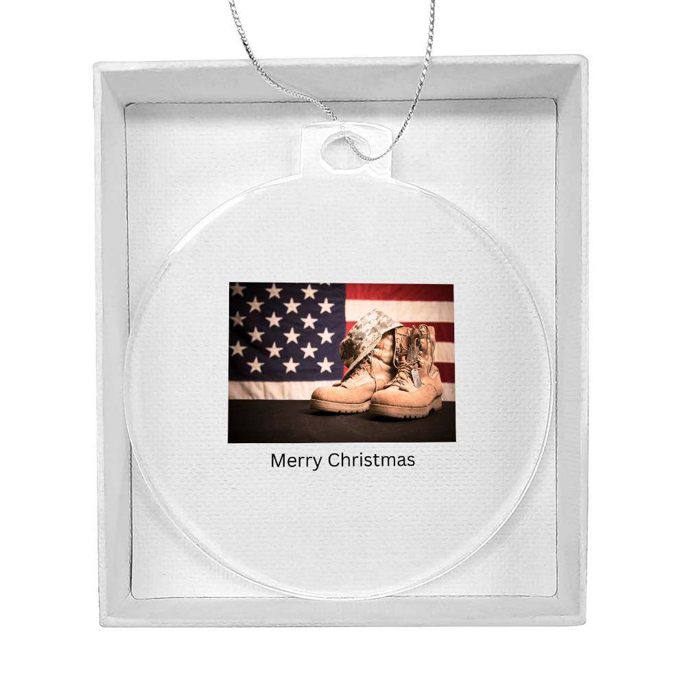 Merry Christmas Boots and Flag