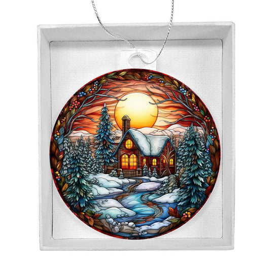 Acrylic Ornament Cabin in the woods