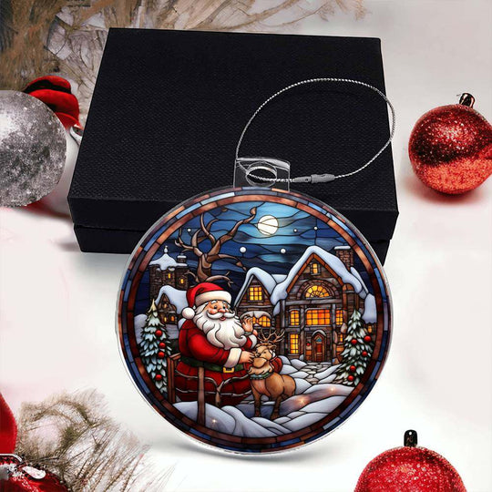 Acrylic Ornament Santa and Rien deer