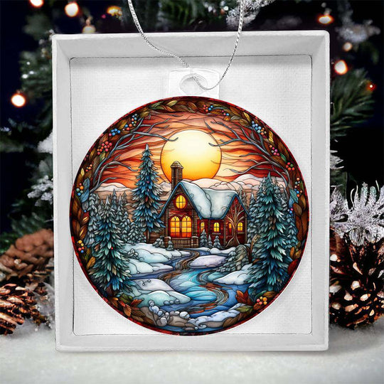 Acrylic Ornament Cabin in the woods