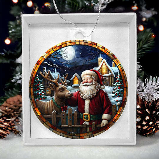 Acrylic Ornament Santa and Reindeer #2