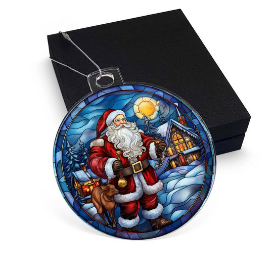 Acrylic Ornament Santa and Cabin