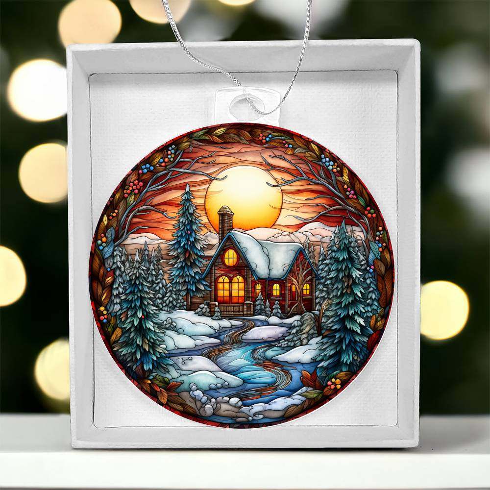 Acrylic Ornament Cabin in the woods