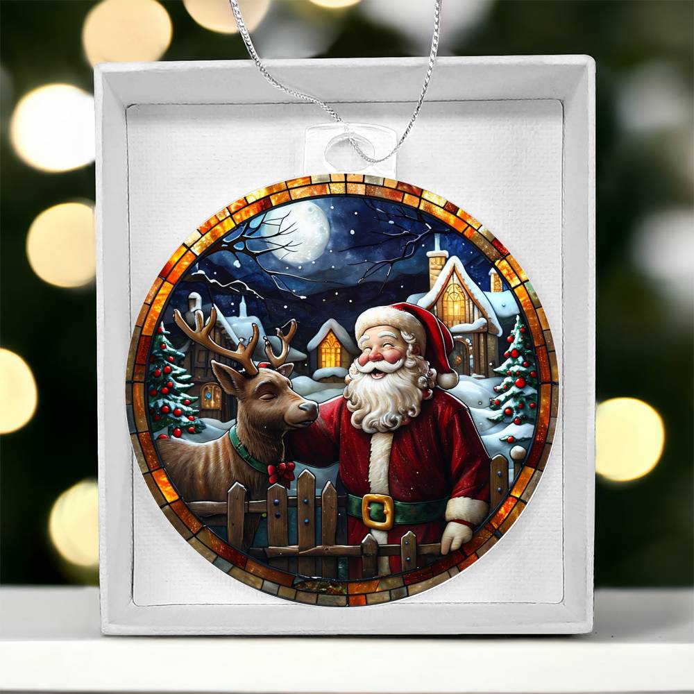 Acrylic Ornament Santa and Reindeer #2