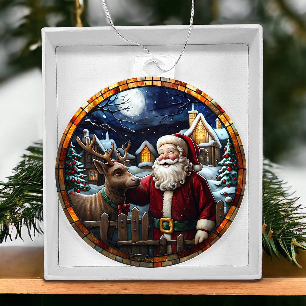 Acrylic Ornament Santa and Reindeer #2