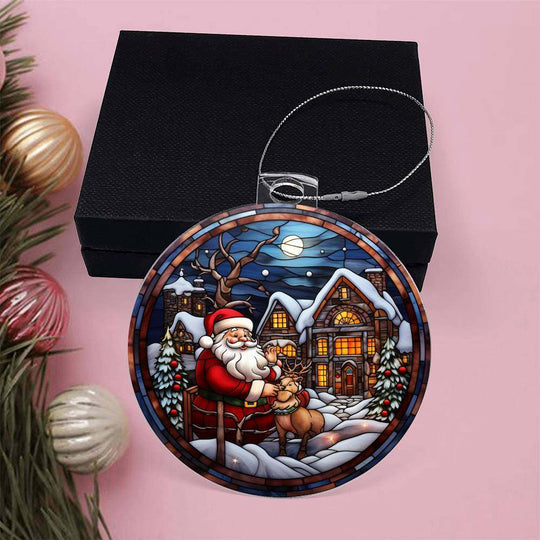 Acrylic Ornament Santa and Rien deer