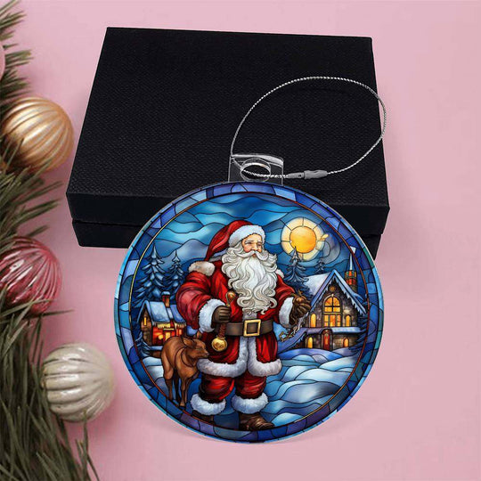 Acrylic Ornament Santa and Cabin