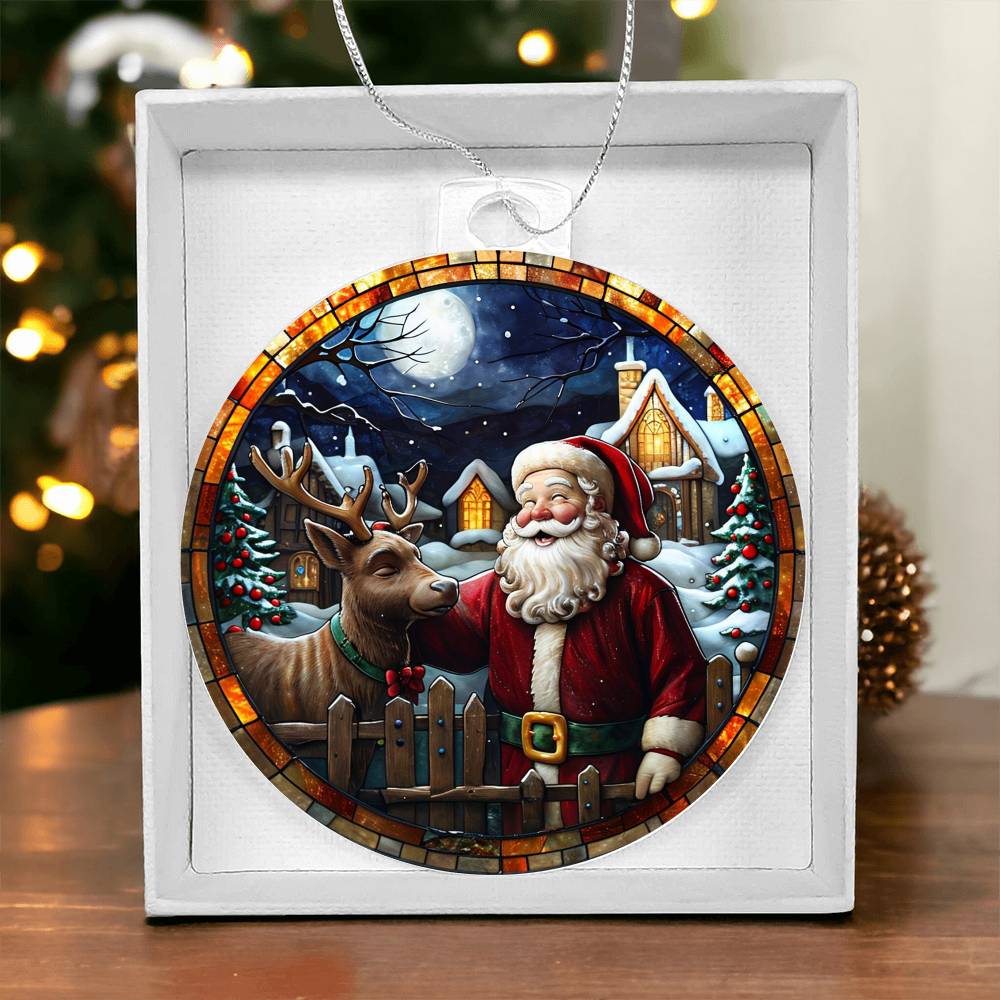 Acrylic Ornament Santa and Reindeer #2