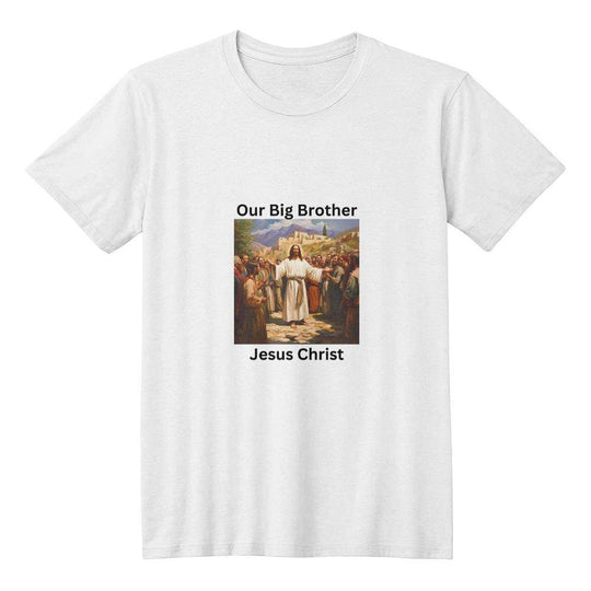 Our Big Brother T-shirt with Jesus Christ graphic, unisex fit, premium cotton, crew neck.