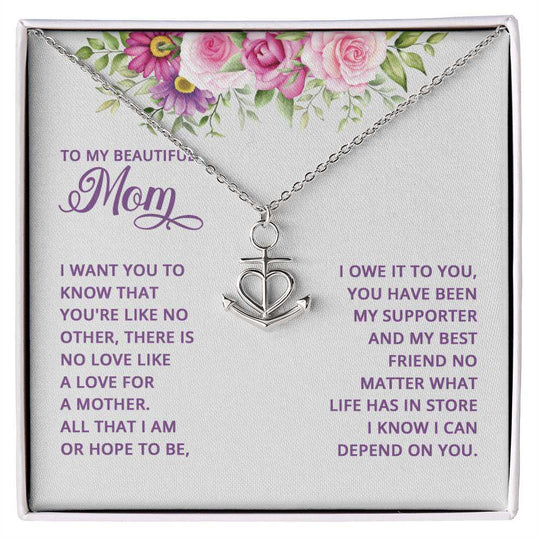 Anchor Pendant Necklace Mom