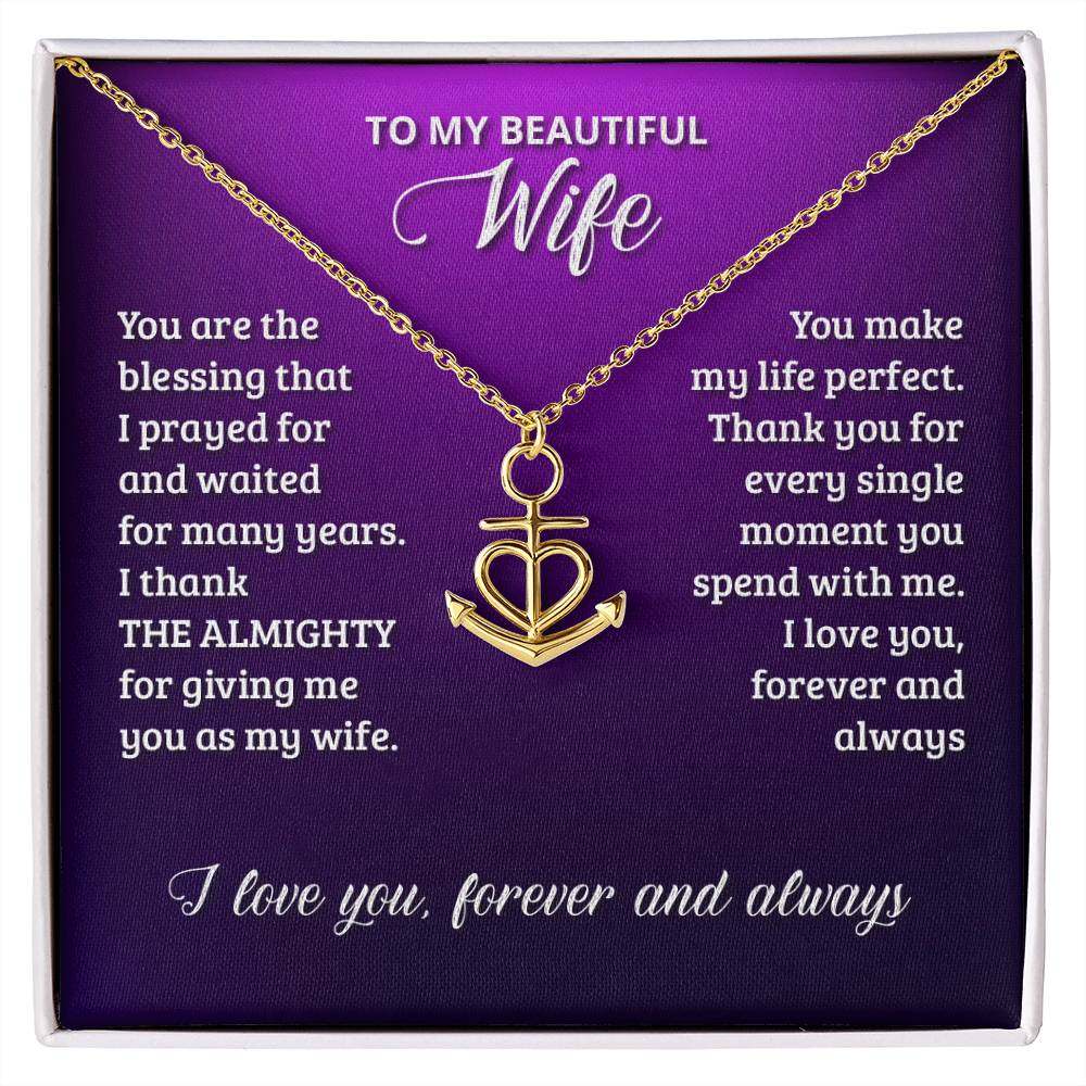 Anchor Pendant Necklace Wife