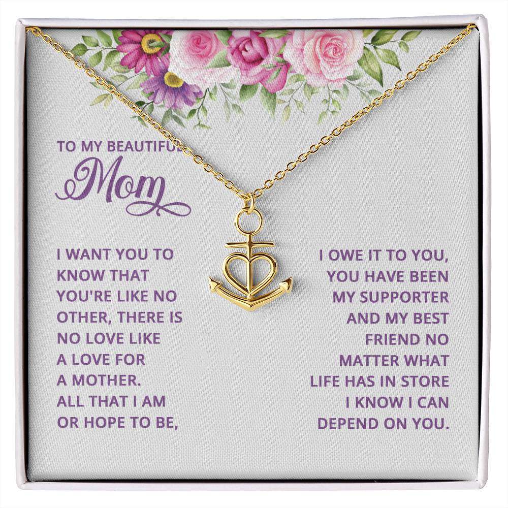 Anchor Pendant Necklace Mom