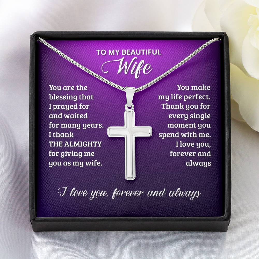 NecklesStainless Cross WifeWear your faith proudly with this stunning artisan-crafted Stainless Steel Cross Necklace. Perfect for special occasions or everyday wear, our Cross Necklace is a woStainless Cross Wife